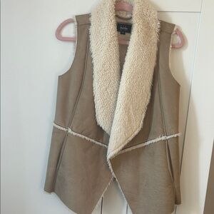 Beige Sleeveless Shearling Vest